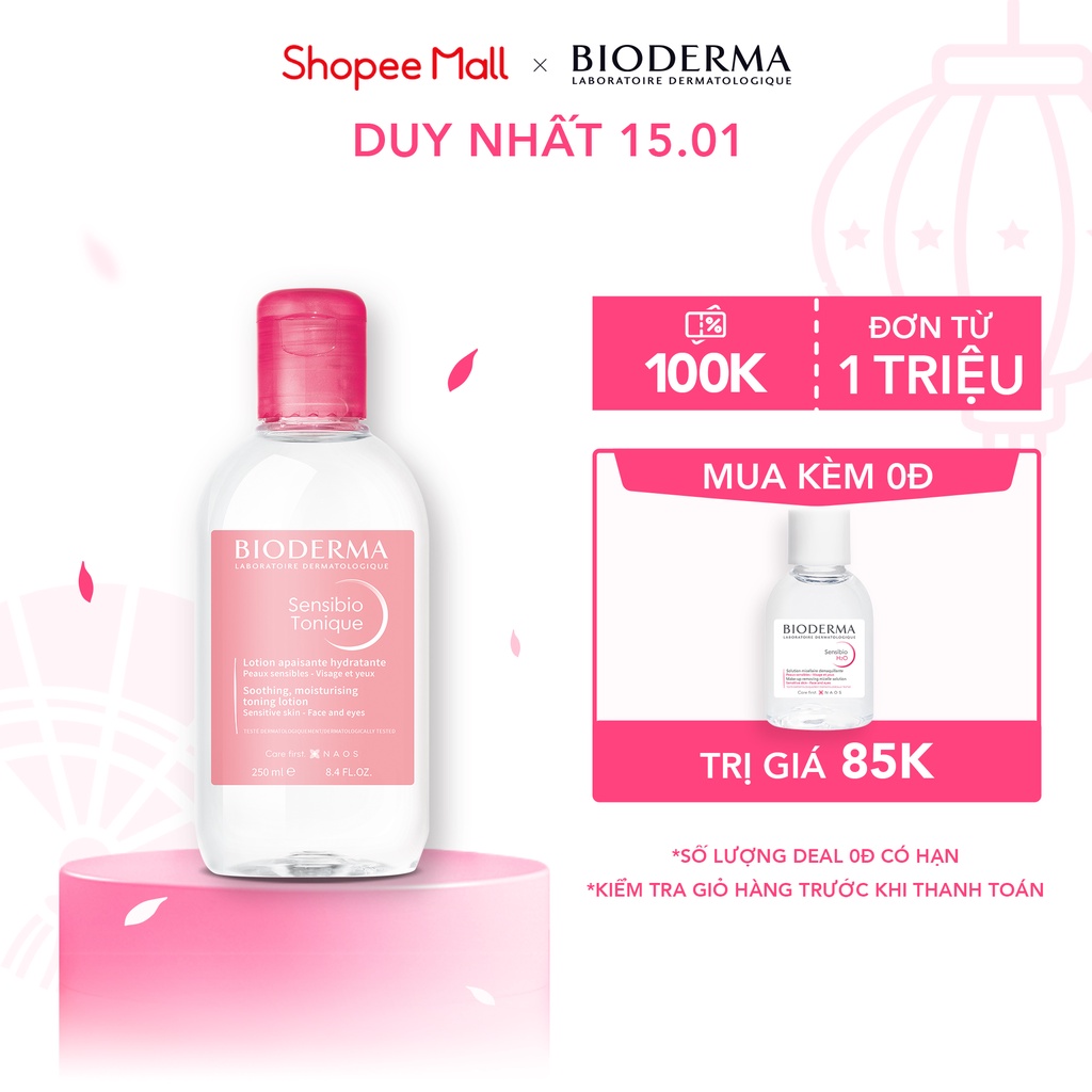 Dung dịch cân bằng dưỡng ẩm và làm dịu da Bioderma Sensibio Tonique 250ml