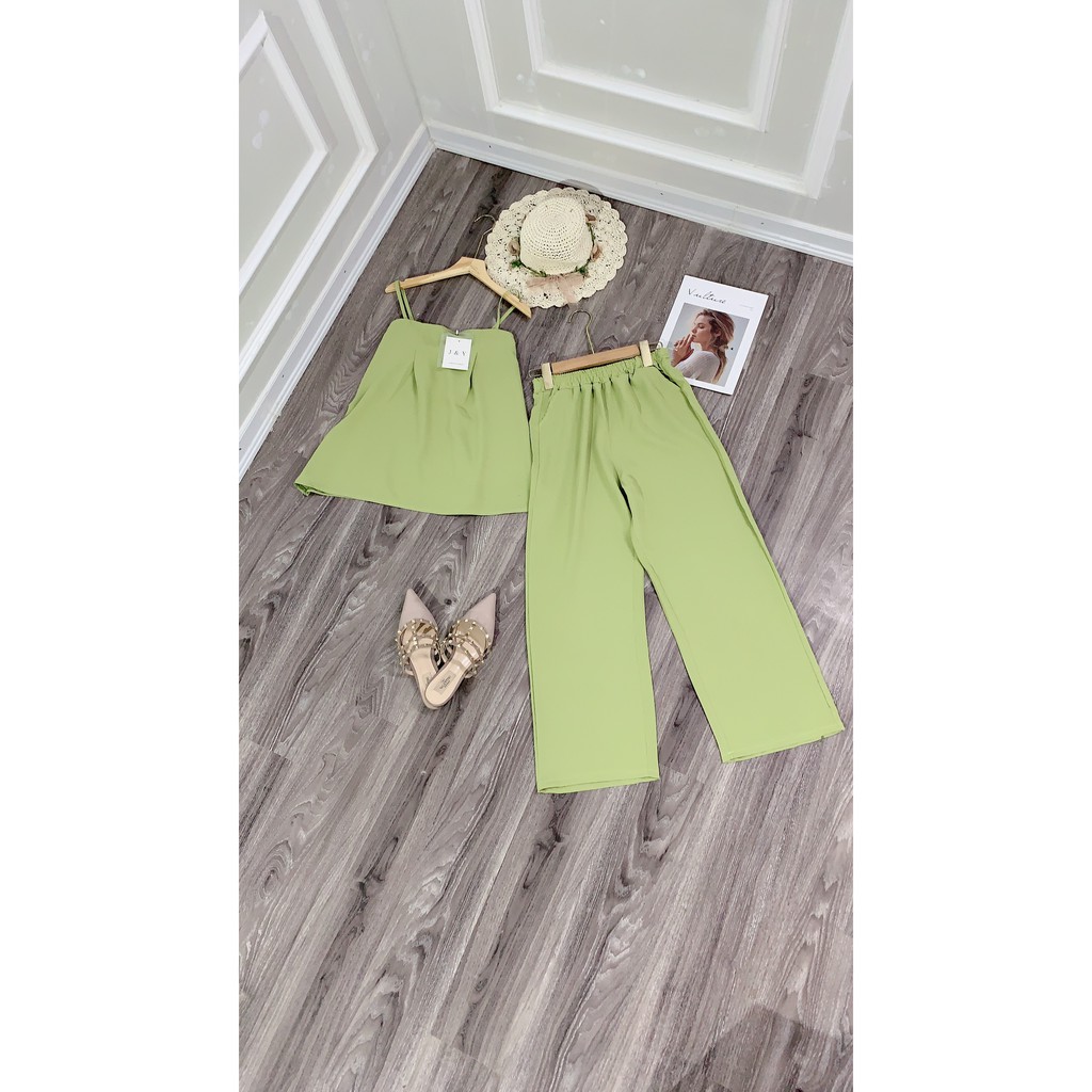 Set đồ nữ cá tính, set quần dài áo hai dây đi chơi sang chảnh mùa hè đẹp 8A00108 | BigBuy360 - bigbuy360.vn