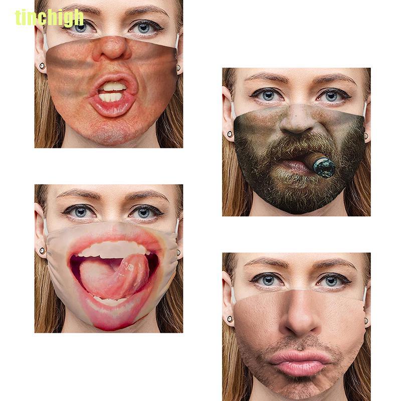 Khẩu Trang Chống Gió In Họa Tiết 3D Có Thể Điều Chỉnh Cho Nam Và Nữ