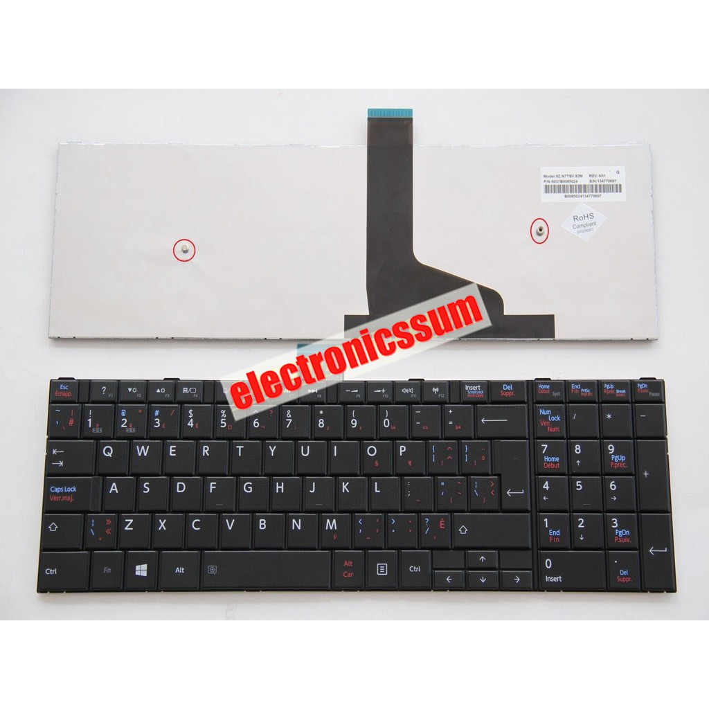(KEYBOARD) BÀN PHÍM LAPTOP TOSHIBA C50-A dùng cho C50-A, C55-A, C55D-A (Chân vít ngang nhau)