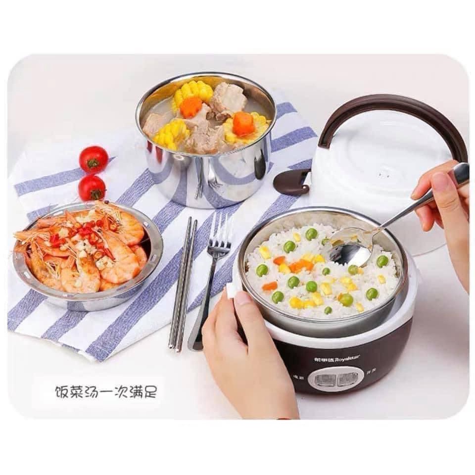 Cặp Lồng Ủ Cơm Hâm Nóng Thức Ăn Nhanh An Toàn 3 Tầng Inox Cắm Điện- Hộp Cơm Văn Phòng Giữ Nhiệt