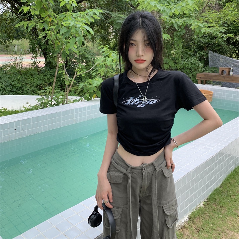 Áo Thun Nữ Cổ Tròn Ngắn Tay In Hình Thời Trang Mùa Hè