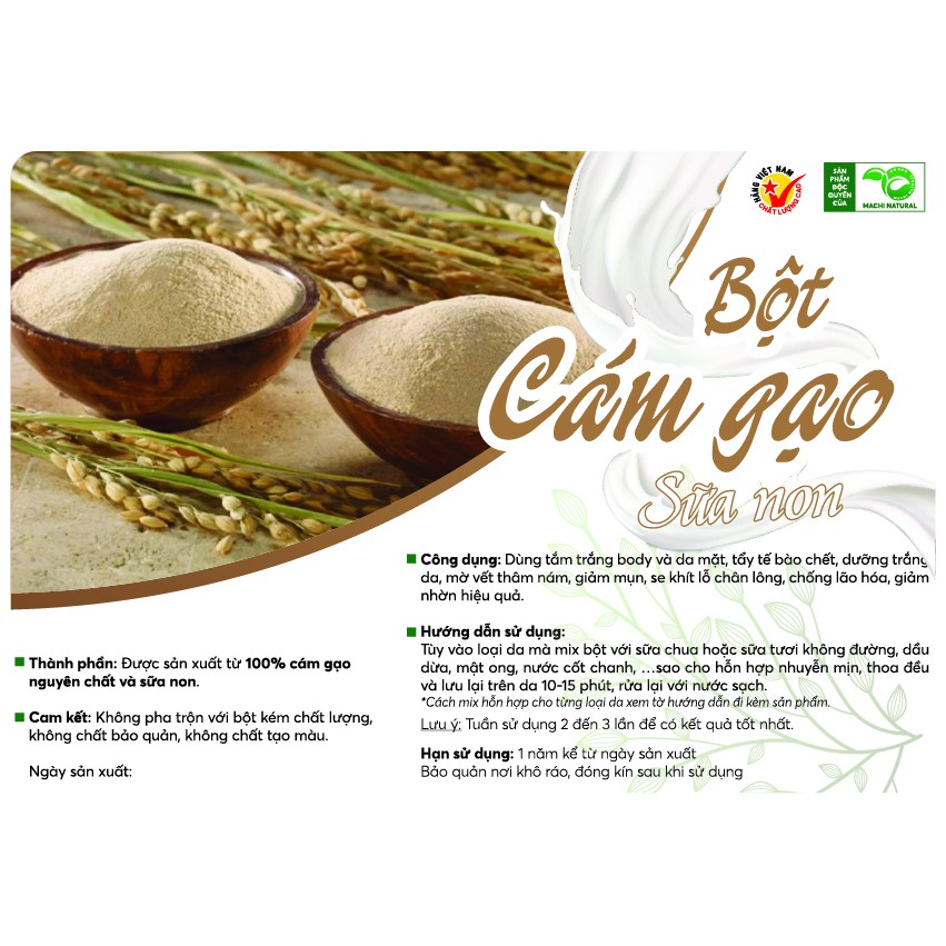 &lt;KÈM QUÀ HOT&gt; 100Gr Bột cám gạo sữa non nguyên chất Organic LOẠI 1 cao cấp, giúp da trắng sáng hơn, tẩy da chết...