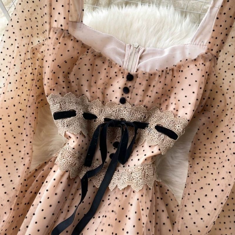 ĐẦM XÒE TAY BỒNG THẮT EO