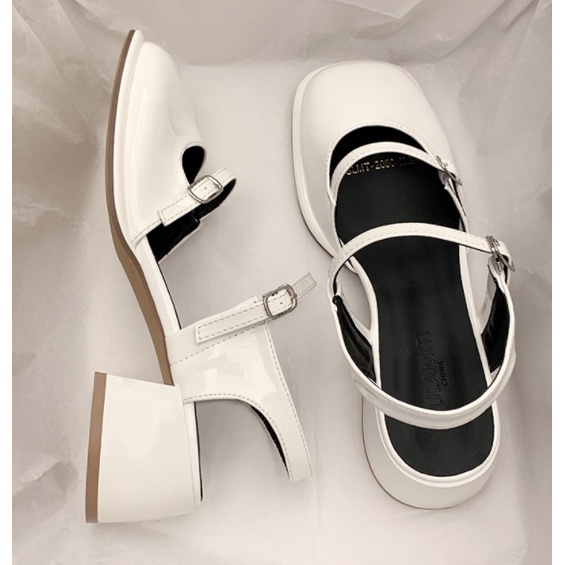 Giày Sandal Bít Mũi Vuông Đế Trung Chống Trượt Thời Trang Mùa Hè 2022 Cho Nữ