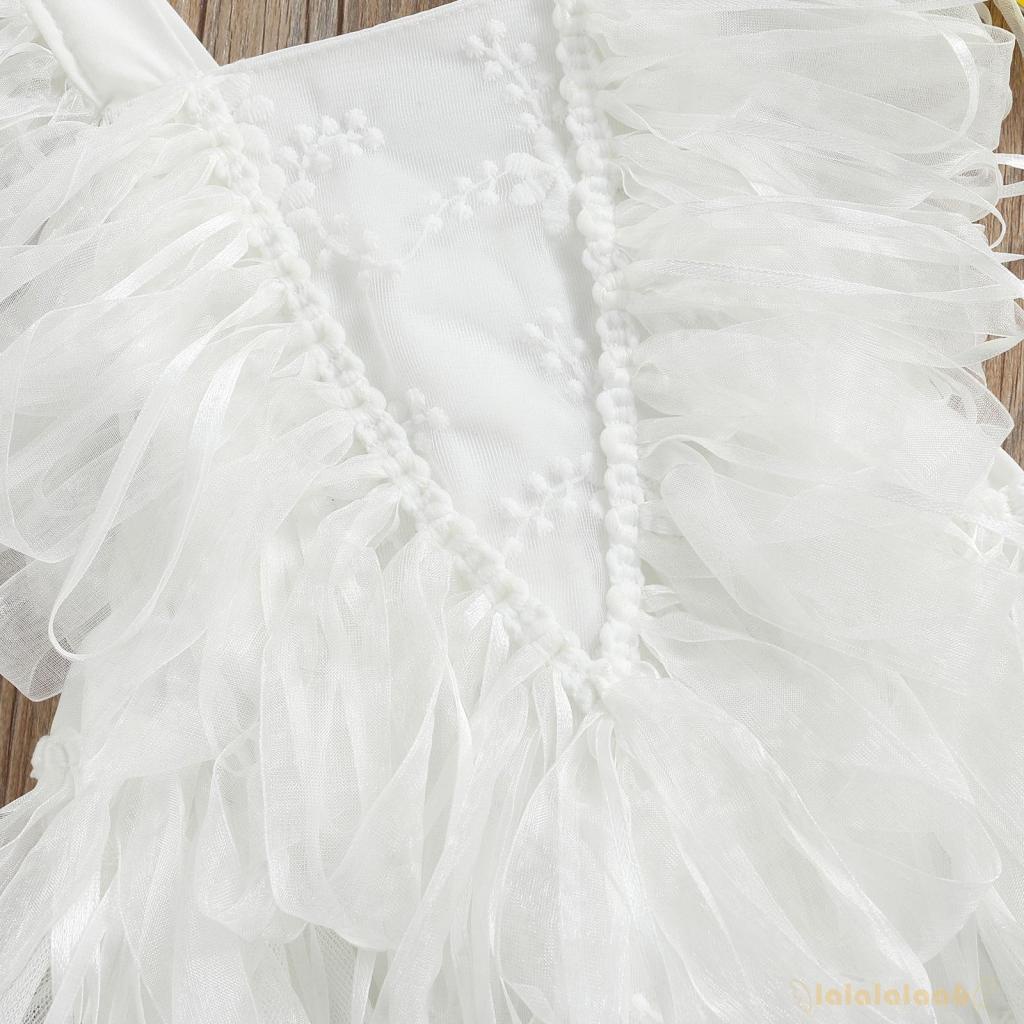 Bộ áo liền quần không tay màu trơn phối ren thời trang dành cho bé LAA6