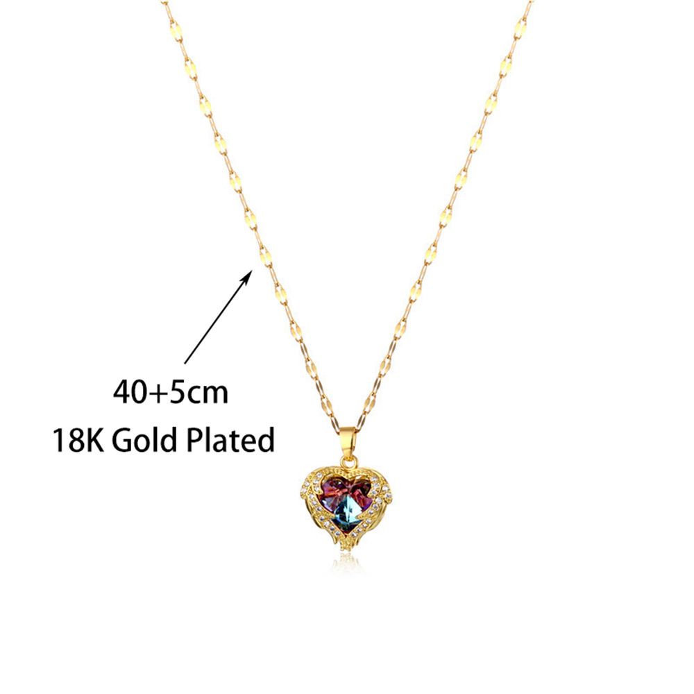 Vòng cổ Thép Titan Mặt Trái Tim Đính Đá Zircon Sang Trọng Cho Nữ