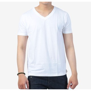 Áo thun nam trắng trơn cổ tim Gold Rhino cao cấp 100% cotton, hàng xuất khẩu Nhật Bản - BB Shop