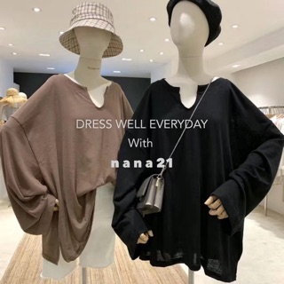 Pull cổ xẻ dài tay