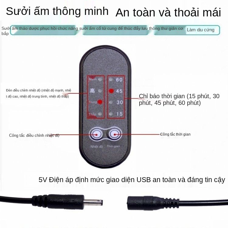 Gối đốt sống cổ chườm nóng lực kéo chữa cột đặc biệt ngải cứu bơm hơi điều chỉnh