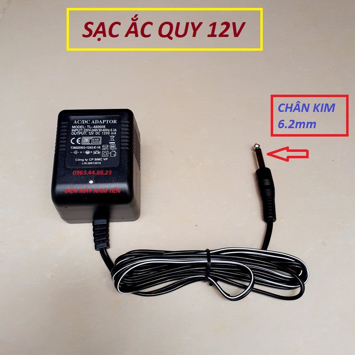 Sạc 3 chân bình acquy xe máy 12v bình bơm phun tưới cây có đèn báo sạc đầy bình