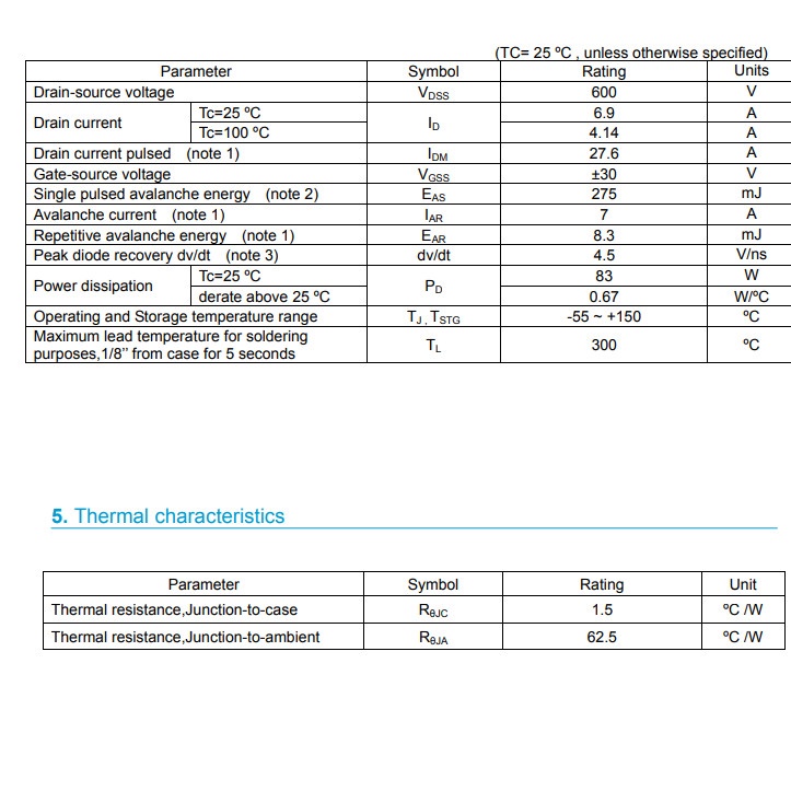 Linh kiện 7N60 TO-252