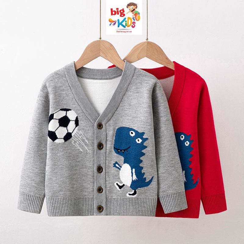 Áo khoác len bé trai cardigan xuất dư 2 lớp phong cách Hàn Quốc BigKids