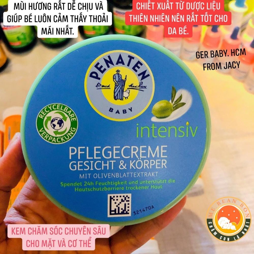 Kem Dưỡng Da Cho Bé Penaten Intensiv 100ml Chuyên Sâu Cho Mặt Và Cơ Thể giúp Giữ Ẩm 24h, Kem Dưỡng Da cho Bé Từ Sơ Sinh