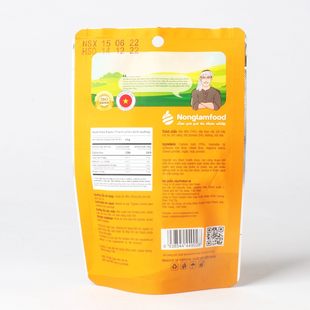 Hạt điều phô mai Nonglamfood 45g | Premium cheese cashews