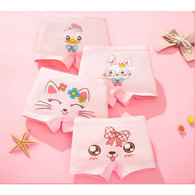 Set 4 quần lót cotton bé gái họa tiết mèo Mimi siêu xinh~MARUKA FASHION