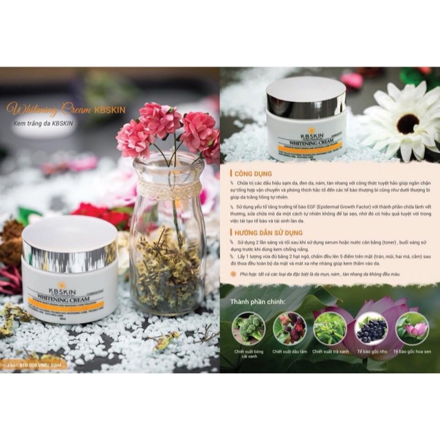 WHITENING CREAM KBKSIN – KEM DƯỠNG TRẮNG KBSKIN