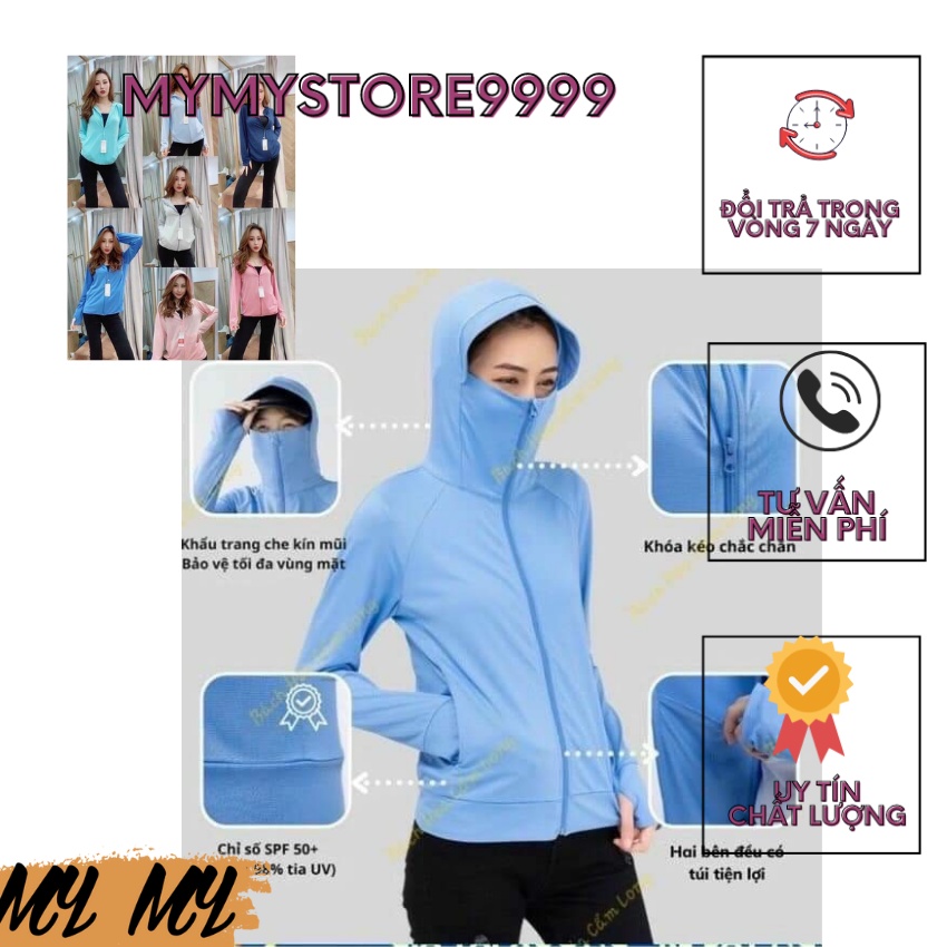 Áo chống nắng nữ thông hơi vả kim cương khóa mũ màu đẹp