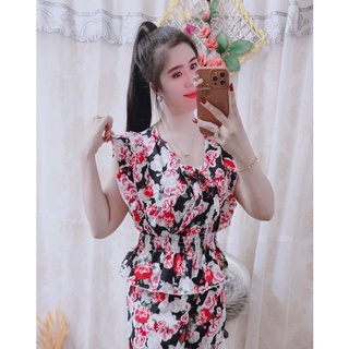 Sét Bộ Bông Vải Lụa Hàn - Áo Cột Nơ - Size Dưới 58kg - Mã LH004