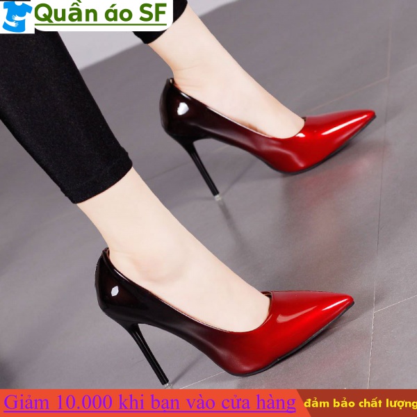 Giày cao gót mũi nhọn 10cm màu sắc tuyến tính