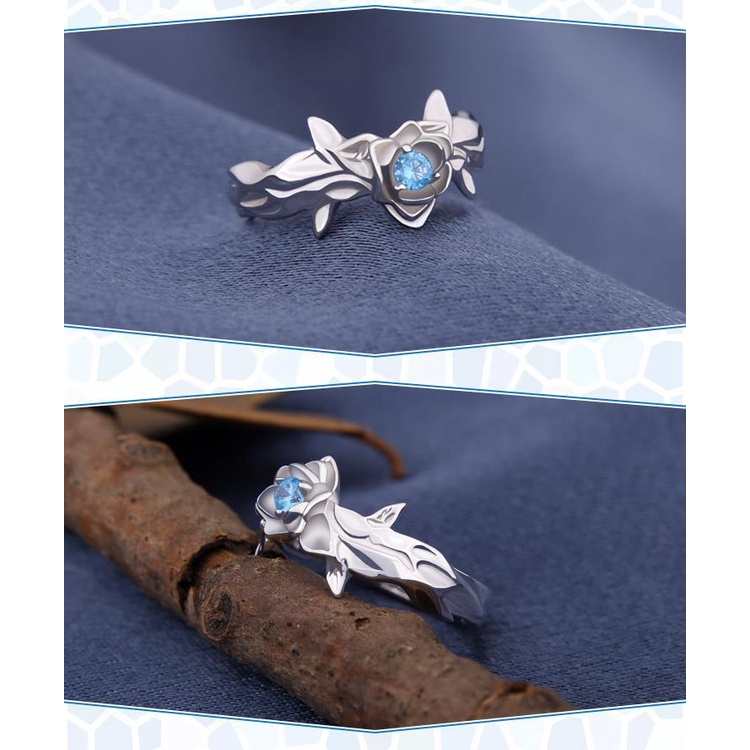 Nhẫn Mạ Bạc 925 In Hình Anime Sword Blue Sword Rose Excalibur