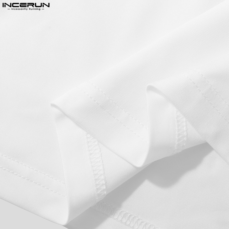 Áo thun INCERUN tay ngắn màu trắng năng động thời trang cho nam