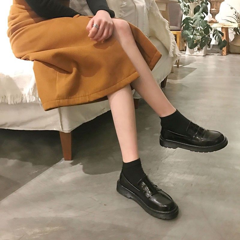 Giày da nữ, giày lười nữ loafer oxford nữ đế bằng da PU đứng form ulzzang G02 - Có ảnh thật