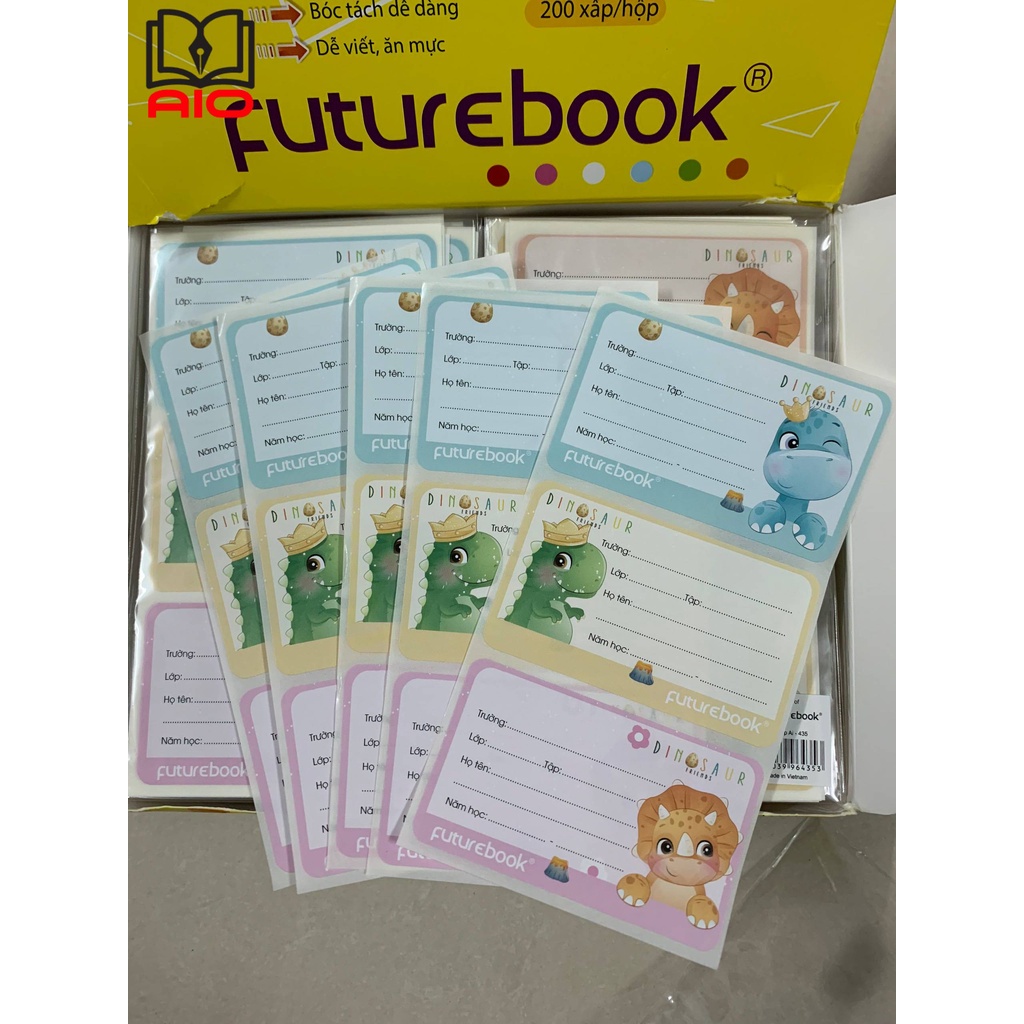 Nhãn vở Futurebook Khủng Long - 5 xấp (15 nhãn)