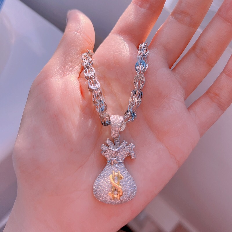 Dây chuyền đuôi phụng kèm mặt xi bạch kim siêu sáng siêu bền Kami