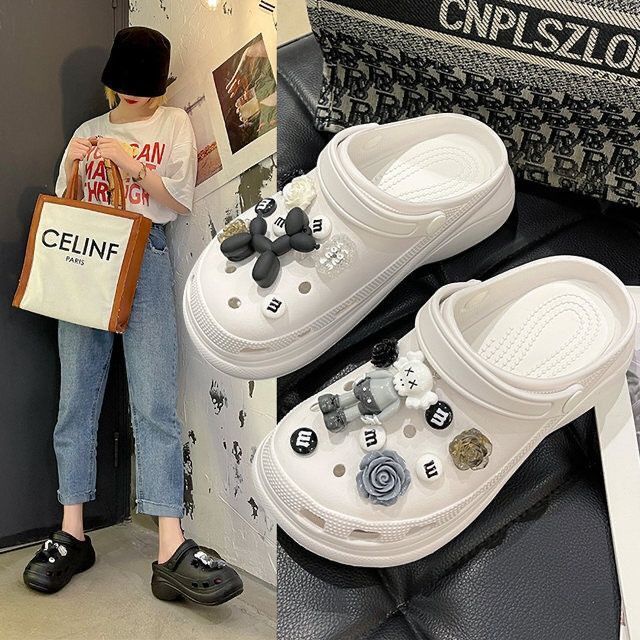Dép Crocs Đế Dày Họa Tiết Hoạt Hình Dễ Thương Cho Nữ