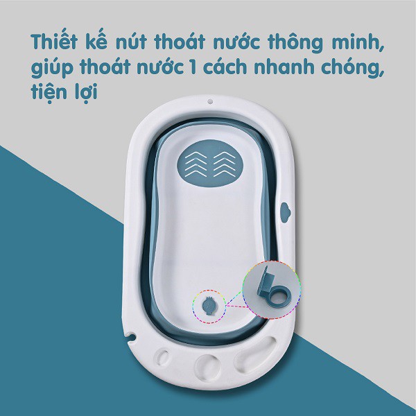 Thau tắm/Chậu tắm gấp gọn size lớn kèm phao nằm tắm và đồ chơi 9BABY
