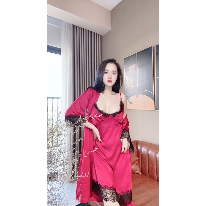 Đầm ngủ,váy ngủ siêu xinh 2 dây gợi cảm lụa latin satin mát mẻ - Freeship - giá xưởng