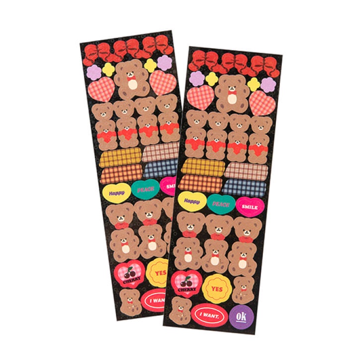 Set 2 Tấm Sticker ARTBOX Hàn Quốc Black Bear Gấu Bear Dễ Thương