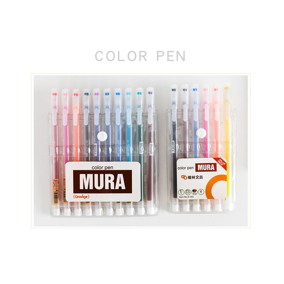 Bộ 6 10 12 bút gel MURA nhiều màu (Mira mẫu mới)