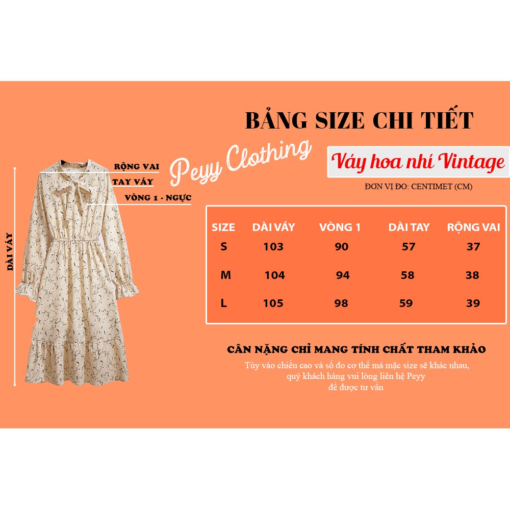 Váy hoa nhí vintage dáng dài bánh bèo tiểu thư ulzzang Hàn Quốc V26 - Peyy Clothing