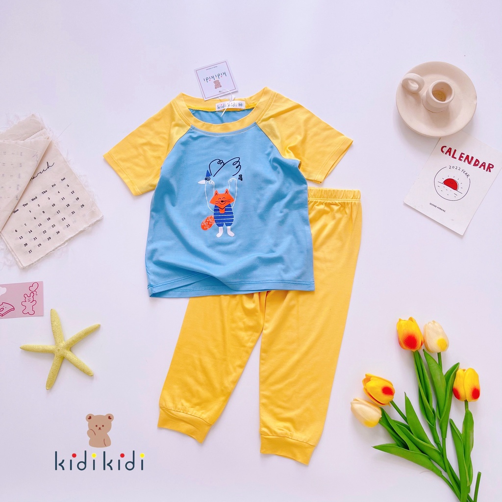[Bé 7-30kg] Bộ tay ngắn quần dài thun lạnh ráp lăng in hình Minky Mom cho bé trai bé gái ( hàng chuẩn loại 1)