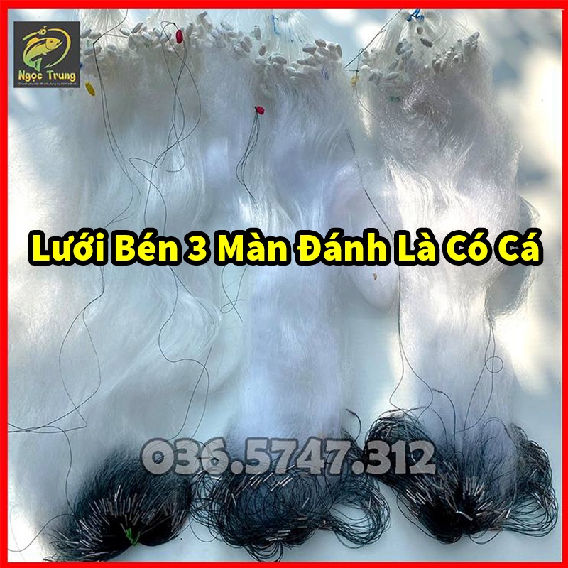 Lưới Đánh Cá 3 Màn, Cao 1m Dài 75m Then 3(6cm)