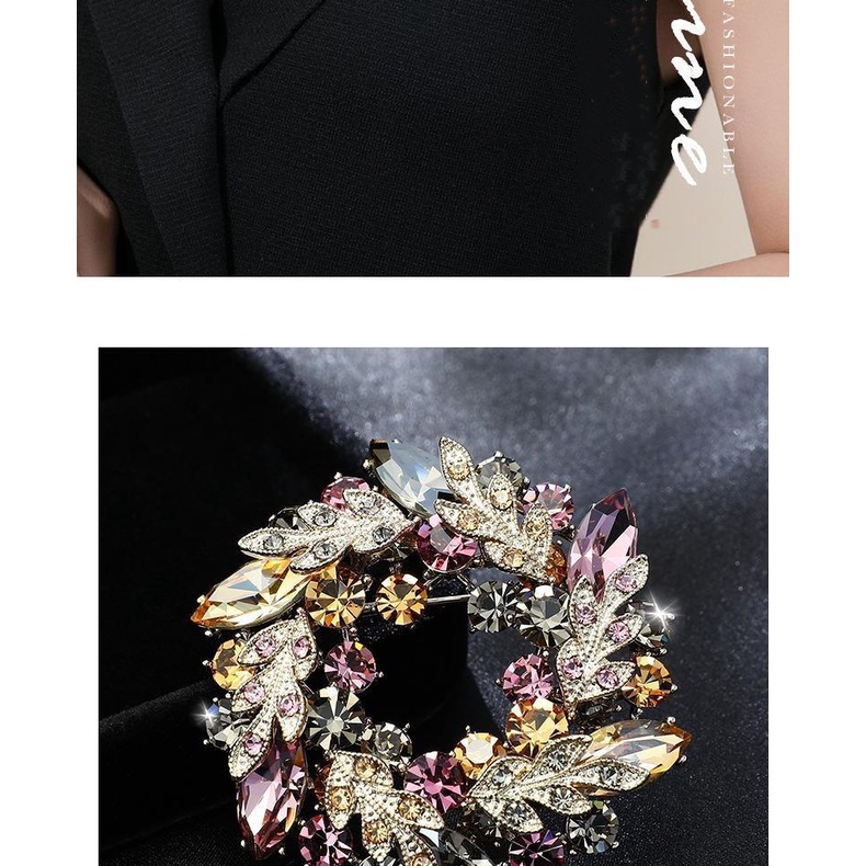 Ghim Cài Áo Hình Hoa Đính Đá Pha Lê Nhân Tạo Phong Cách Thanh Lịch Thời Trang