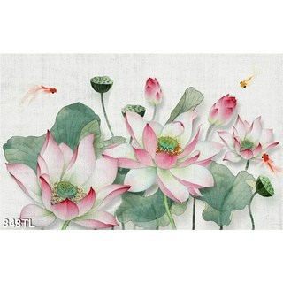 TRANH DÁN TƯỜNG 3D HOA SEN SLTL848 - Tranh Hoa Sen Đẹp Dán Tường - YAN SHOP