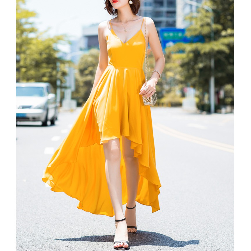 Váy đầm maxi voan chiffon đuôi cá dài cao cấp nữ đi biển hở lưng ôm body màu đỏ SAVVY boho vintage dress