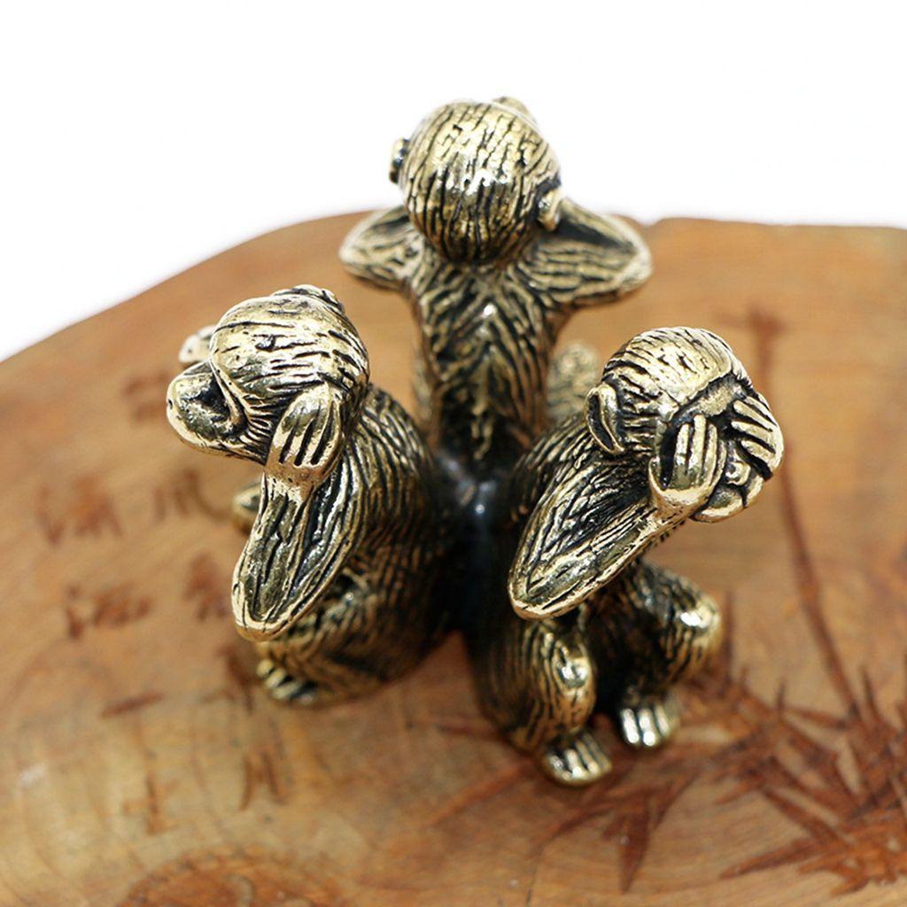 MIQUEL Wise Tượng Khỉ No Hear, No See Three Monkeys Bằng Đồng Trơn Thủ Công Trang Trí Nhà Cửa