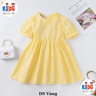 Váy đũi thêu hoa nhí dáng xòe cực xinh bé gái - đầm bé gái