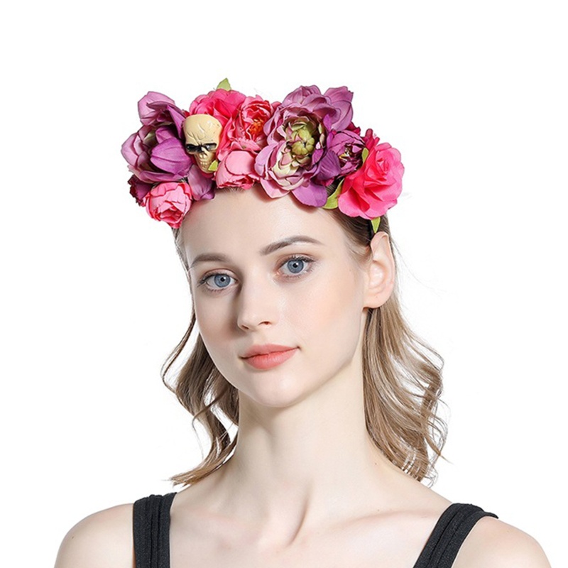 Flgo Băng Đô Cài Tóc Họa Tiết Hoa / Đầu Lâu Thời Trang Dự Tiệc Hóa Trang