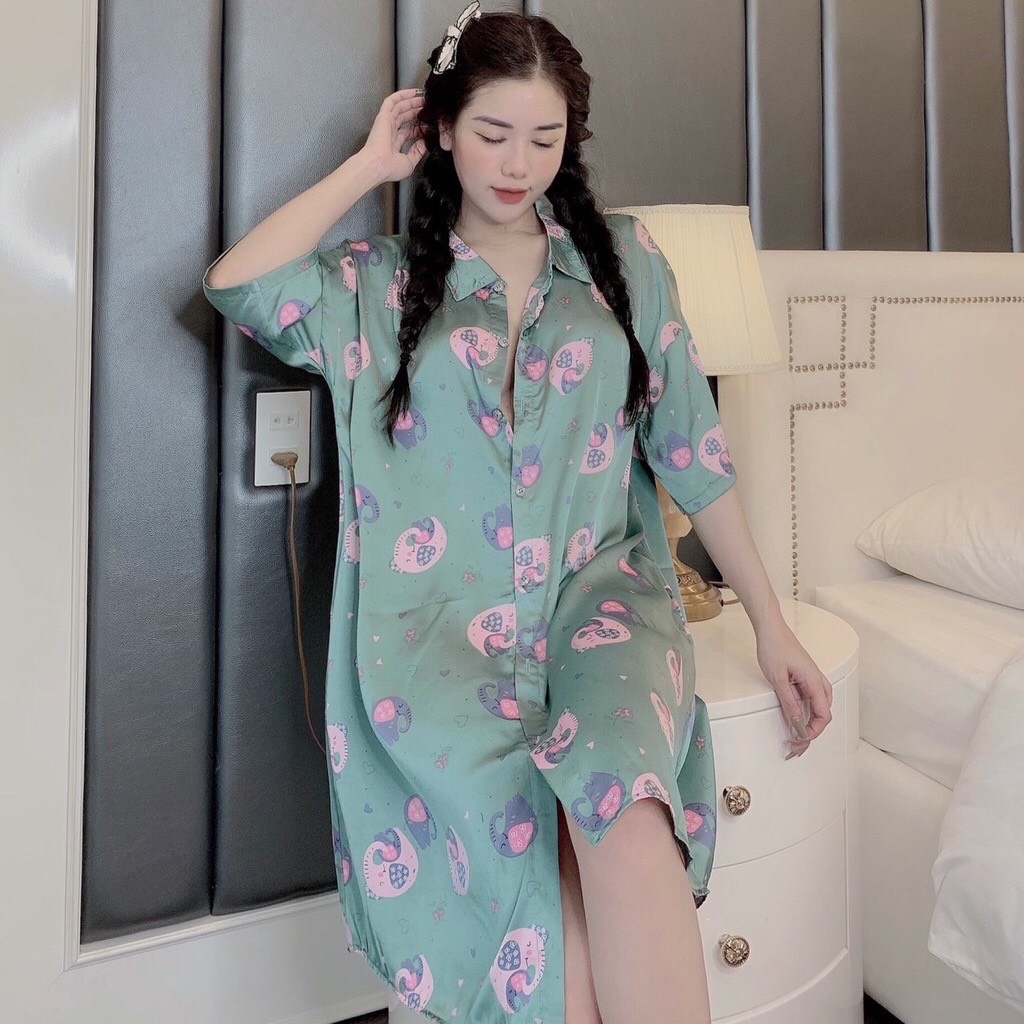 Váy Xinh Lung Linh Kiểu Sơ Mi Chất Lụa Latin Mềm Nhẹ Mát Phom 45-60kg | BigBuy360 - bigbuy360.vn
