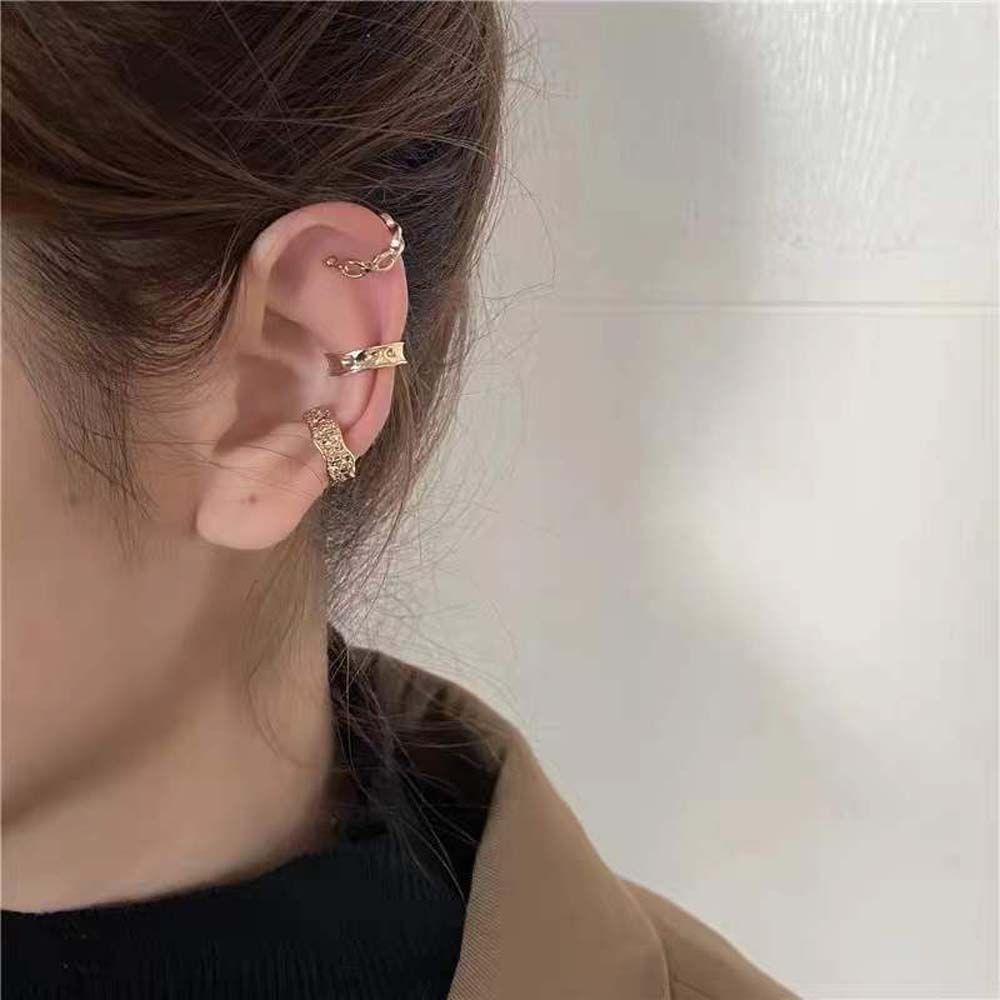 Set 3 Khuyên Vành Tai Thiết Kế Tối Giản Dễ Phối Đồ Cho Nữ
