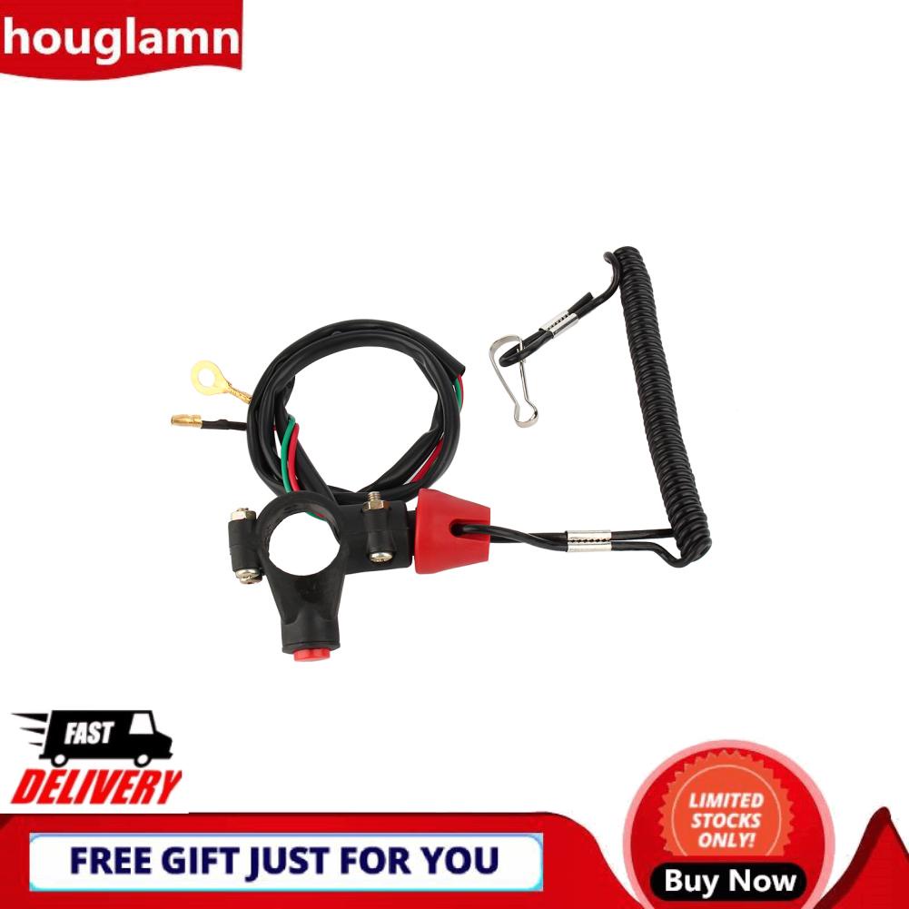 Houglamn Safety Motor Tether DC 12V Landyard Stop Switch Professional 2 Wire for ATVS Motorcycles Lawn Mowers