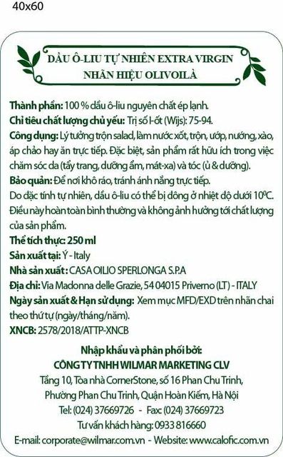 Dầu Oliu Extra Virgin Nguyên Chất Nhập Khẩu Italy Chai 250ml | BigBuy360 - bigbuy360.vn