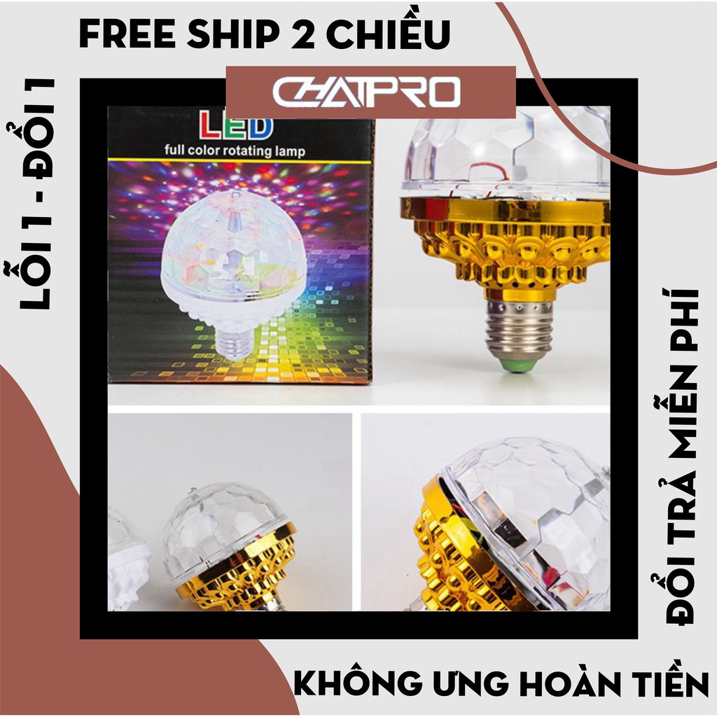 Đèn Led Nháy Chớp 7 Màu Tự Xoay Đui Tròn Cao Cấp Trang Trí Tết - Đèn Nháy Tết Laser Theo Nhạc Vũ Trường 7 Màu 5 Chế Độ