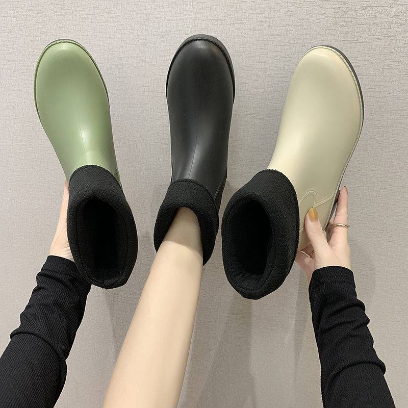 Ủng Đi Mưa Lót Lông Cừu Giữ Ấm Chống Trượt Thời Trang