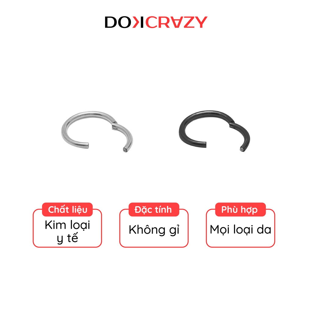 Khuyên tai tròn trơn DOKCRAZY nam nữ vòng mảnh nhiều size SLIM HOOP